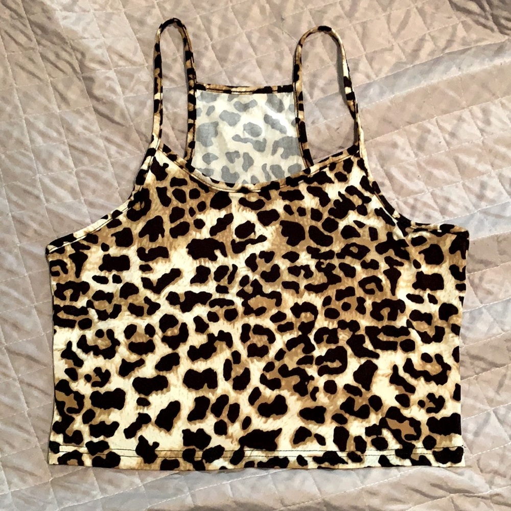 Leopard print crop tank. Size large